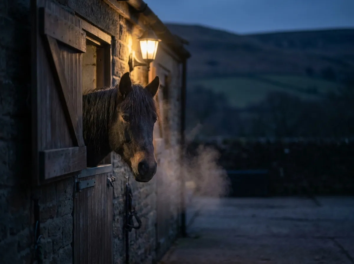A stable yard in the early morning